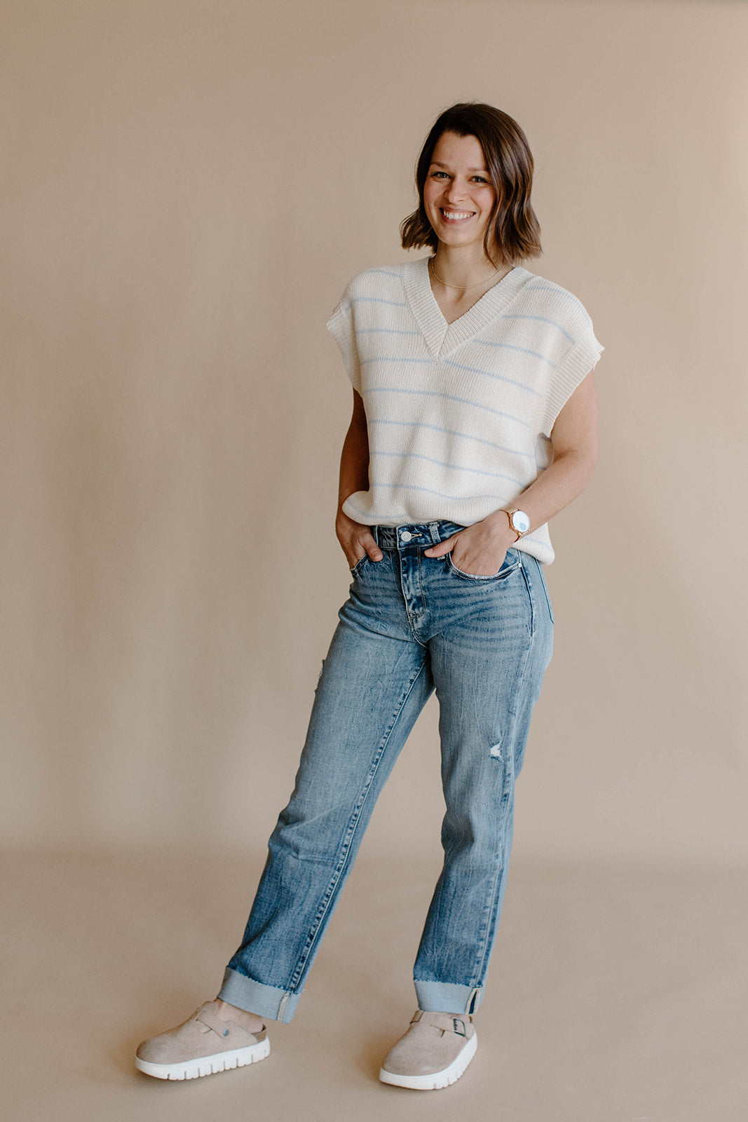 Vanessa Sleeveless V- Neck Knit Sweater