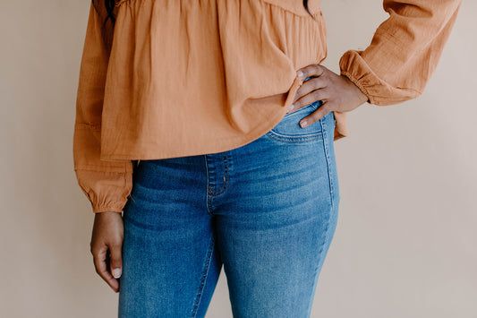 Arabel Mid Rise Dark Pull On Flare