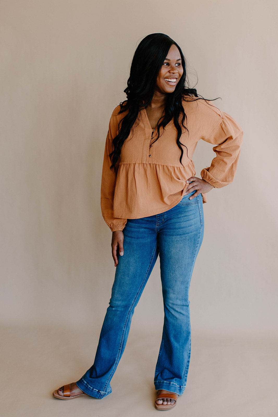 Arabel Mid Rise Dark Pull On Flare