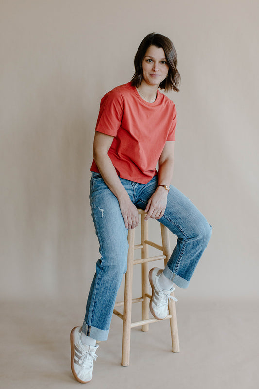 Molly Organic Cotton Mom Crop Basic Tee