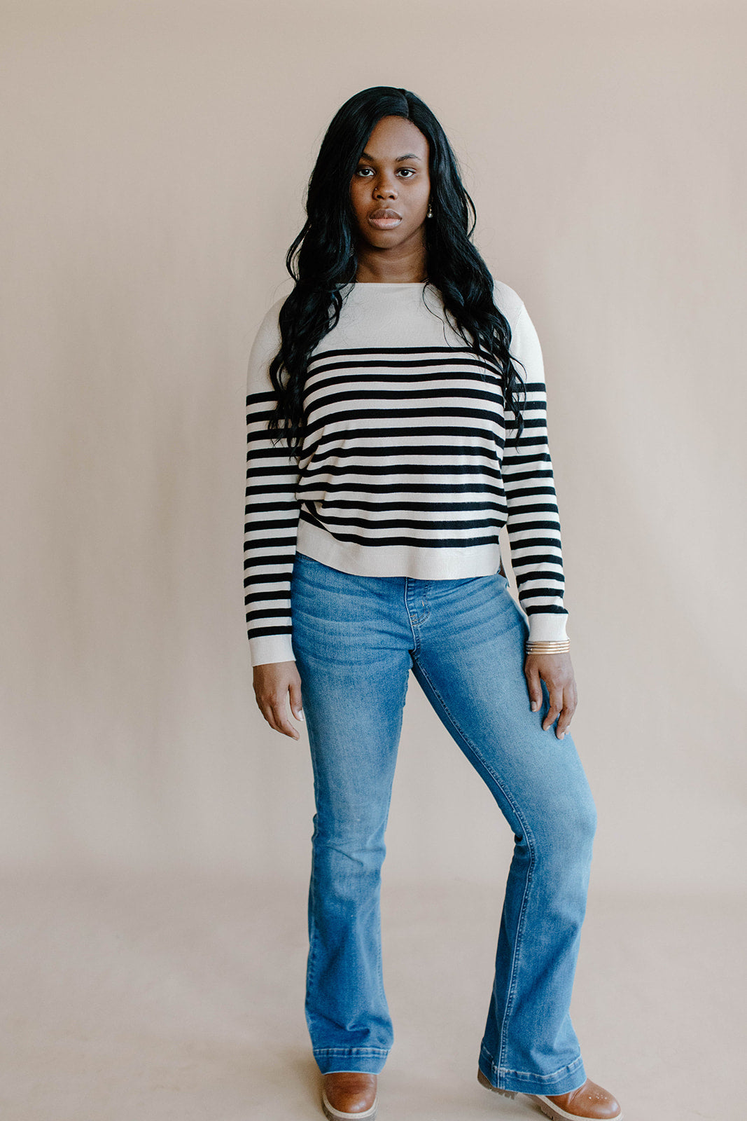 Linea Jane Soft Knit Stripped Top