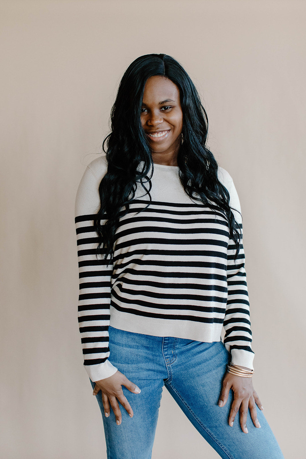 Linea Jane Soft Knit Stripped Top